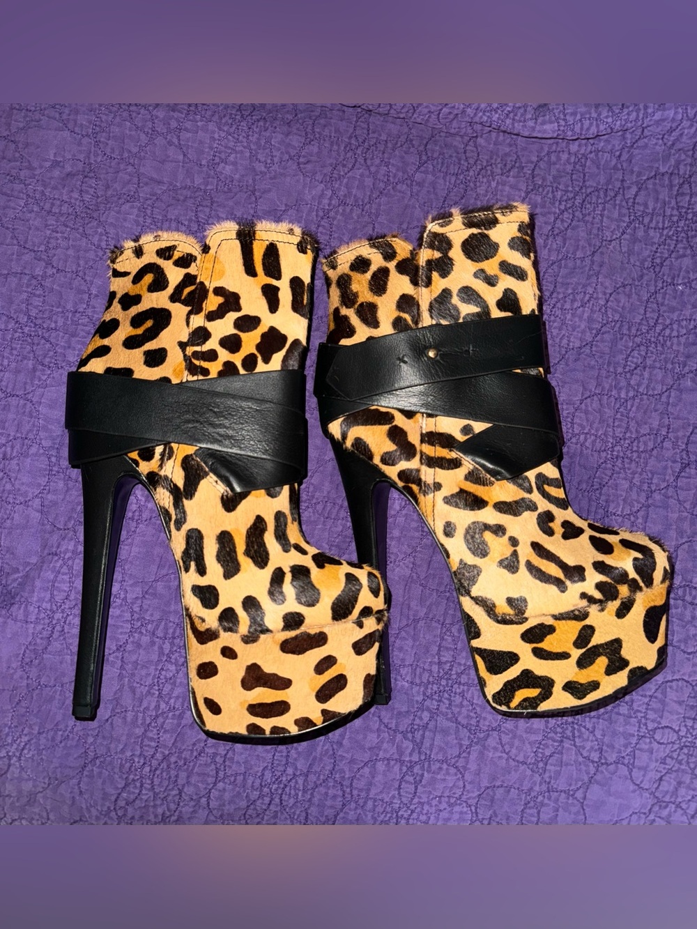 London Trash Leopard Print Platform Boots - Picture 2 of 9